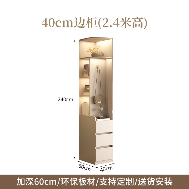 ENF Grade Solid Wood Wardrobe for Home Bedroom, No-Assembly Storage Cabinet, Cream Style Oak Segmented Custom Wardrobe