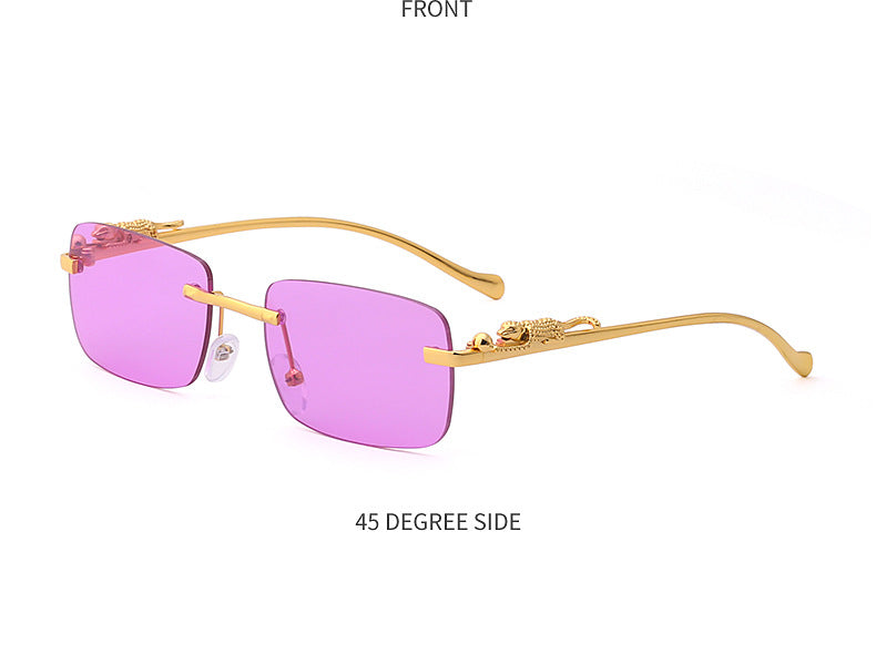 New Fashion Small Frame Square Sunglasses Men's Sunglasses Women's European and American Trendy Rimless Sunglasses Men