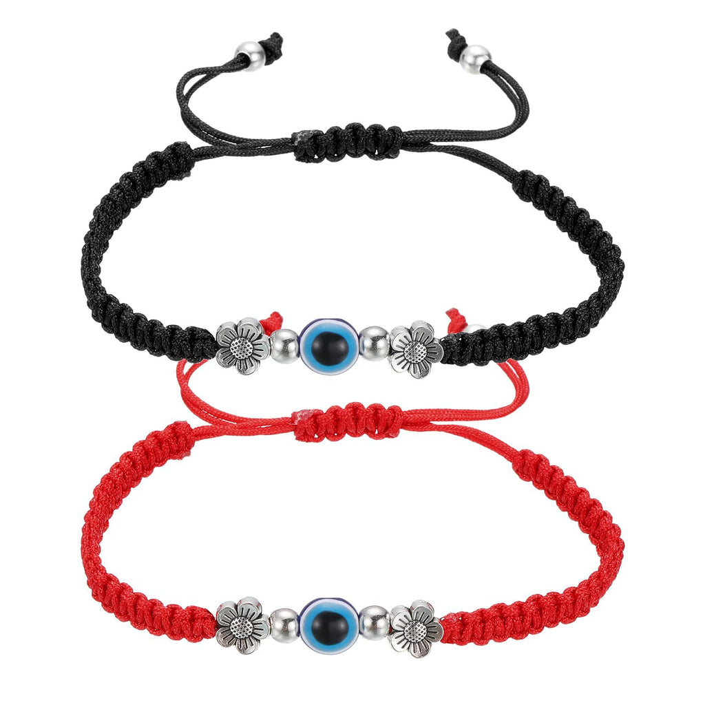 Blue Eyes Braided Bracelet Flower Adjustable Pull Bracelet Handmade Winding Evil Eye Braided Bracelet