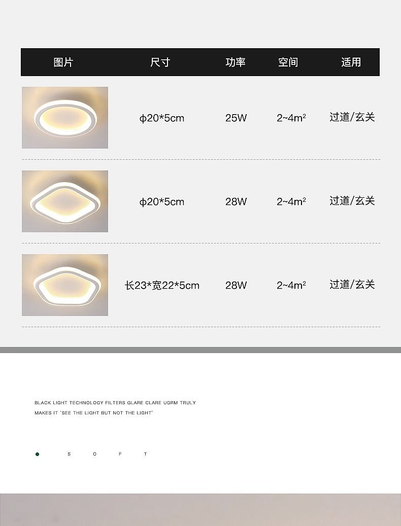 Entryway Hallway Light Modern Minimalist Corridor Balcony Ceiling Light Creative Minimalist Square Round Cloakroom Light