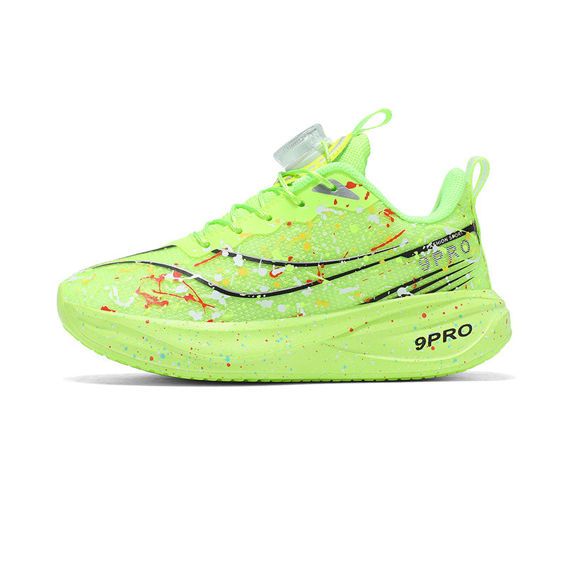 Children's Running Shoes with Rotating Buckle, Breathable Mesh Surface, Ultra-light Soft Sole, Wear-resistant, Non-slip, Racing Sports Shoes for Boys and Girls