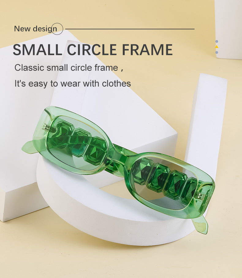 European and American Style Small Frame Sunglasses for Women with Rhinestones, Square Frame Sunglasses for Men, Wholesale Glasses sunglasses