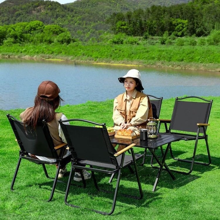 Camping Table and Chair Set Egg Roll Table Folding Chair with Backrest Moon Chair Kermit Chair Table Outdoor Camping