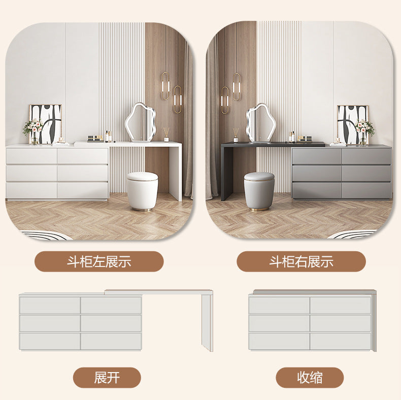 Custom Light Luxury Dressing Table Bedroom Small Apartment Modern Simple Skin Feel Gray Makeup Table Integrated Cabinet Makeup Desk Minimalist