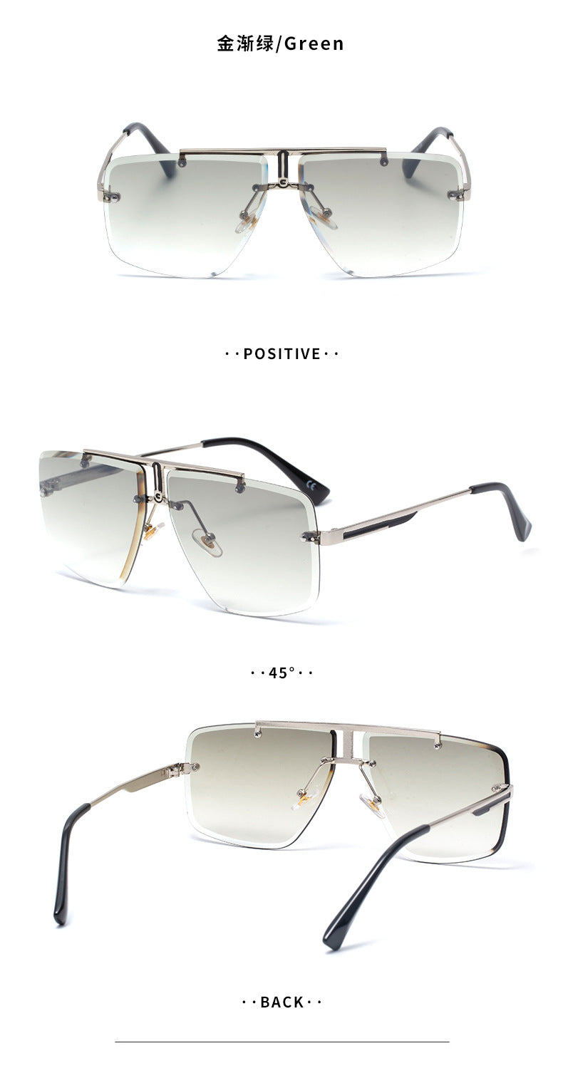 Frameless Sunglasses Men's High-end European and American Fashion New Trendy Glasses Women's Square Frame Sunshade Sunscreen Sunglasses