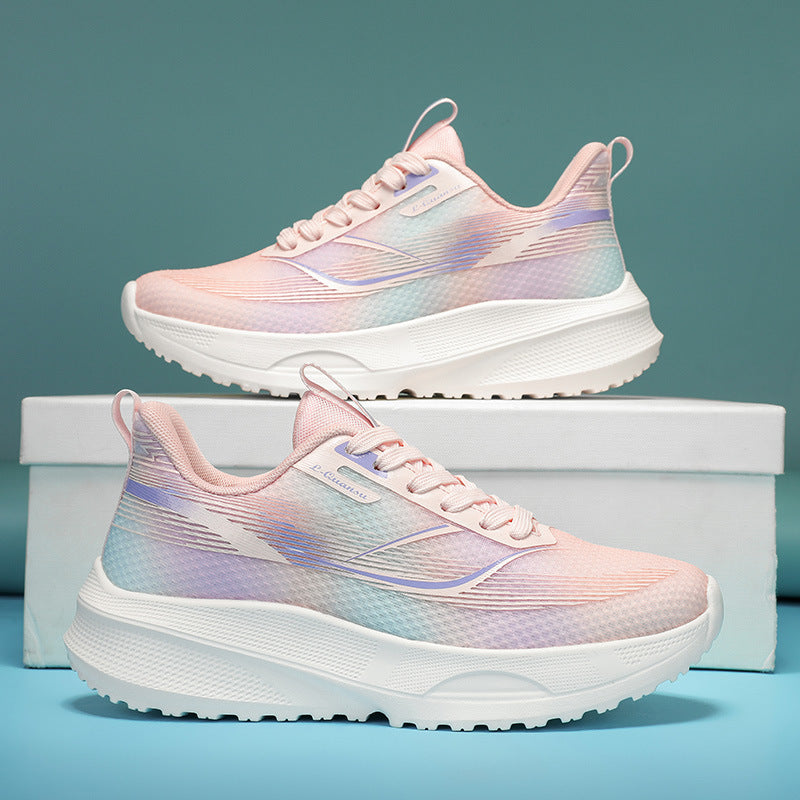 Autumn Women's Shock Absorption Lightweight Running Shoes Mesh Breathable Casual Shoes Non-Slip Popcorn Soft Sole Women's Breathable Comfortable