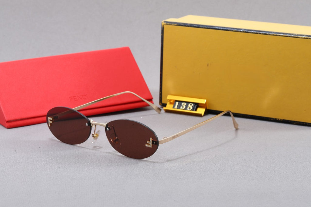 24European and American Frameless Letter Sunglasses Small Red Book Oval Sunglasses with Diamond Inlaid Metal Frame UV400