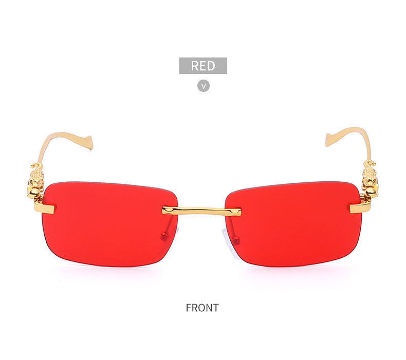 New Fashion Small Frame Square Sunglasses Men's Sunglasses Women's European and American Trendy Rimless Sunglasses Men