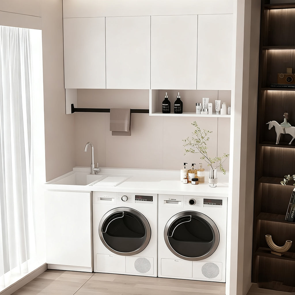 Custom Honeycomb Aluminum Alloy Laundry Cabinet Balcony Dryer Washing Machine Integrated Washbasin Storage Cabinet Manufacturer