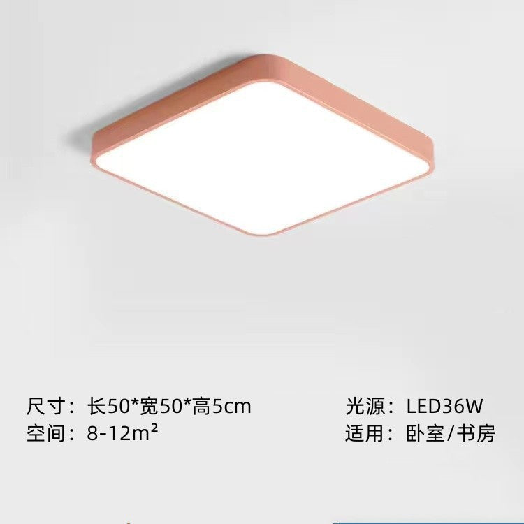 Home Living Room Lamp Rectangular Creative Macaron Ceiling Lamp Room Lamp Modern Simple Iron Art led Bedroom light