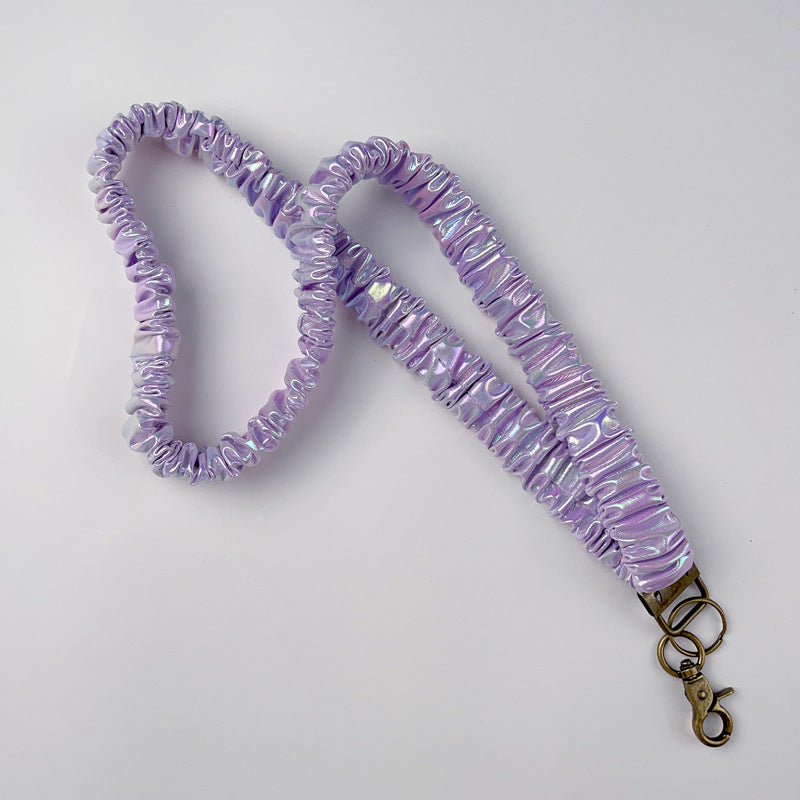 Keychain Large Elastic Polyester Wrinkle Print Hanging Ring Buckle Work Badge Phone Lanyard Chain