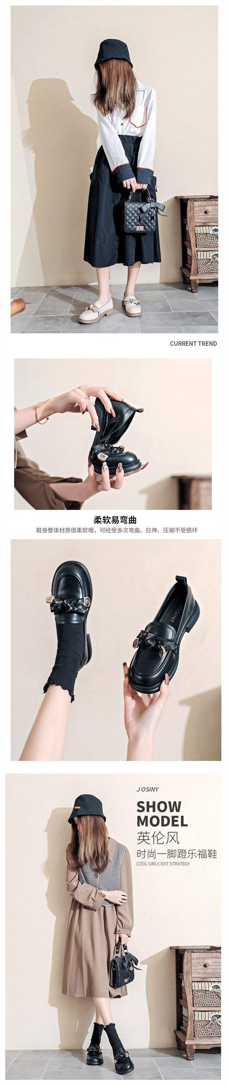 Guirenfang Bowknot British Style Loafers for Women2025New Four Seasons Slip-On Fashion Women's Single Shoes Small Leather Shoes