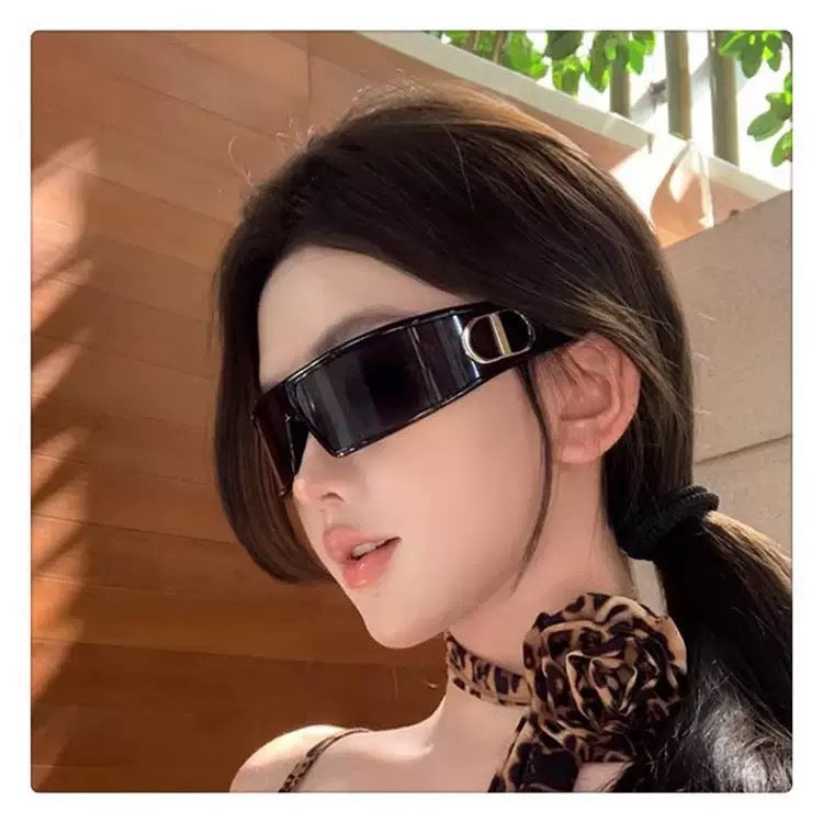 New One-Piece Headband Sunglasses for Women Outdoor UV Protection Sun Glasses High-End Trendy European and American Style Hair Accessories