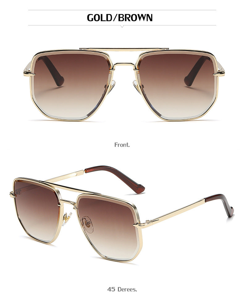 Fashion Double Bridge Sunglasses for Men UV Protection Driving Diamond Cut Edge Sunscreen Sunglasses for Women Wholesale