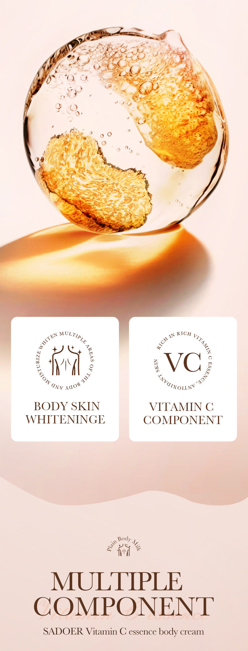 Full English Makeup SADOER Vitamin C Body Cream Sunscreen Whitening Body Lotion  Wholesale