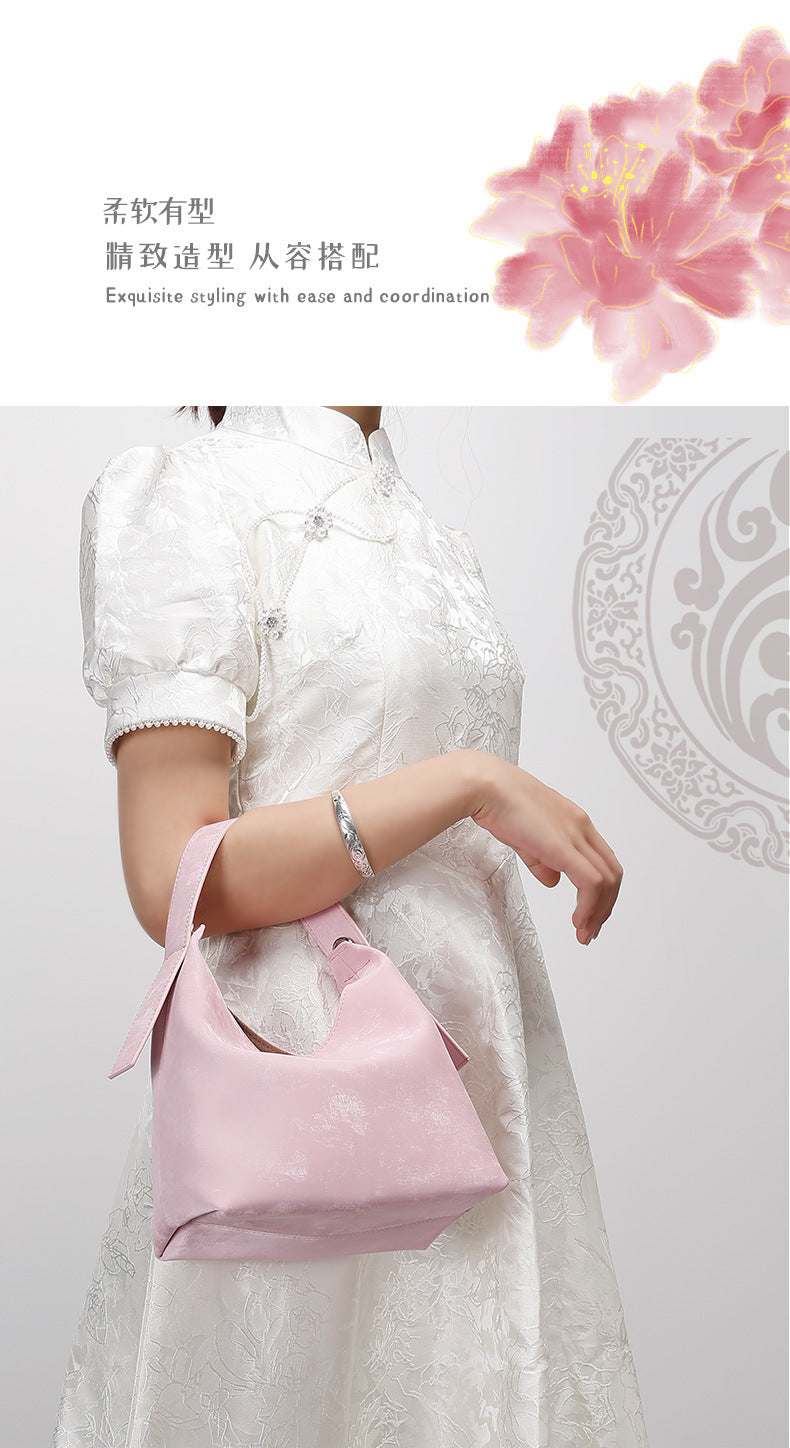 New Chinese Style National Style Satin Lunch Box Bag Niche Satin Gradient Handbag Crossbody Bag Versatile Women's Bag