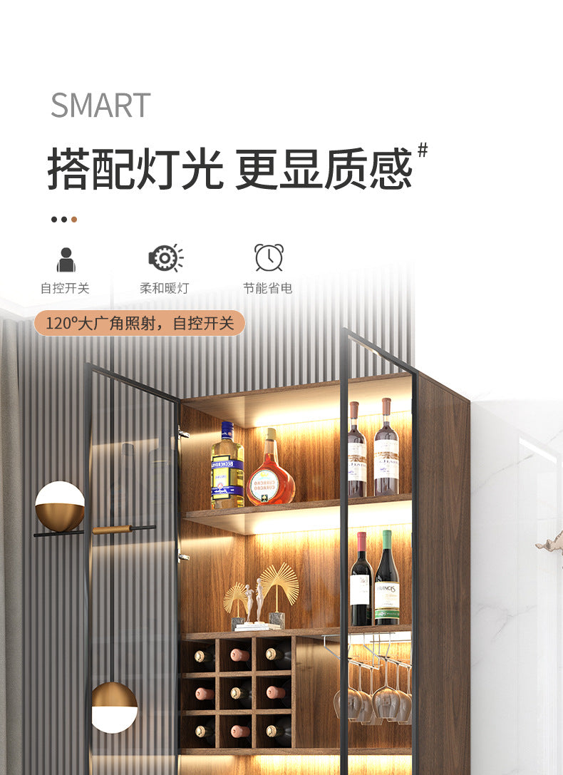 Apartment Wall-Mounted Sideboard Double-Door Wine Rack Storage Cabinet for Hotel Projects and Home Use LED Wine Cabinet