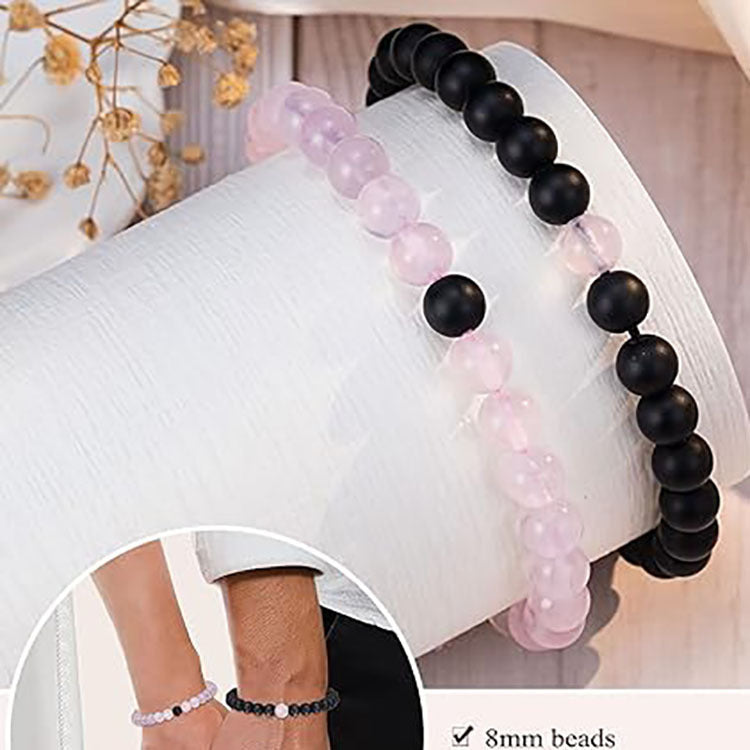 Hot Selling White Turquoise Obsidian Couple Card Bracelet Natural Stone Powder Crystal Beaded Braided Bracelet