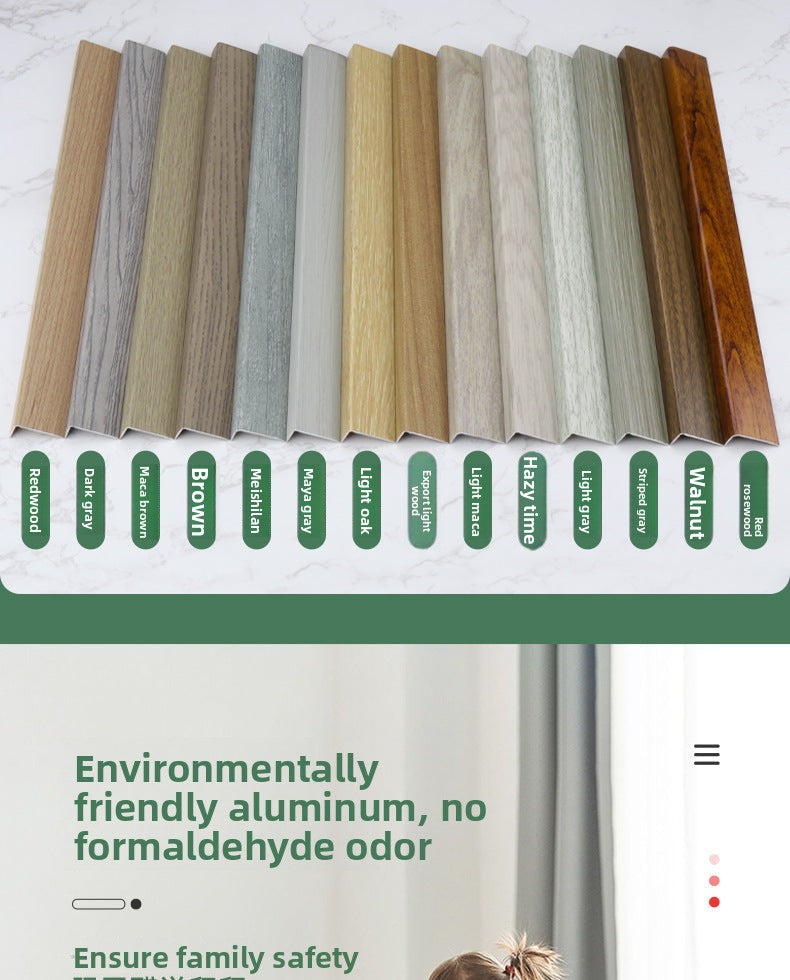 Aluminum alloy wood floor edge trim strip floor finishing strip L Wood grain trim strip7Door threshold trim edge sealing strip