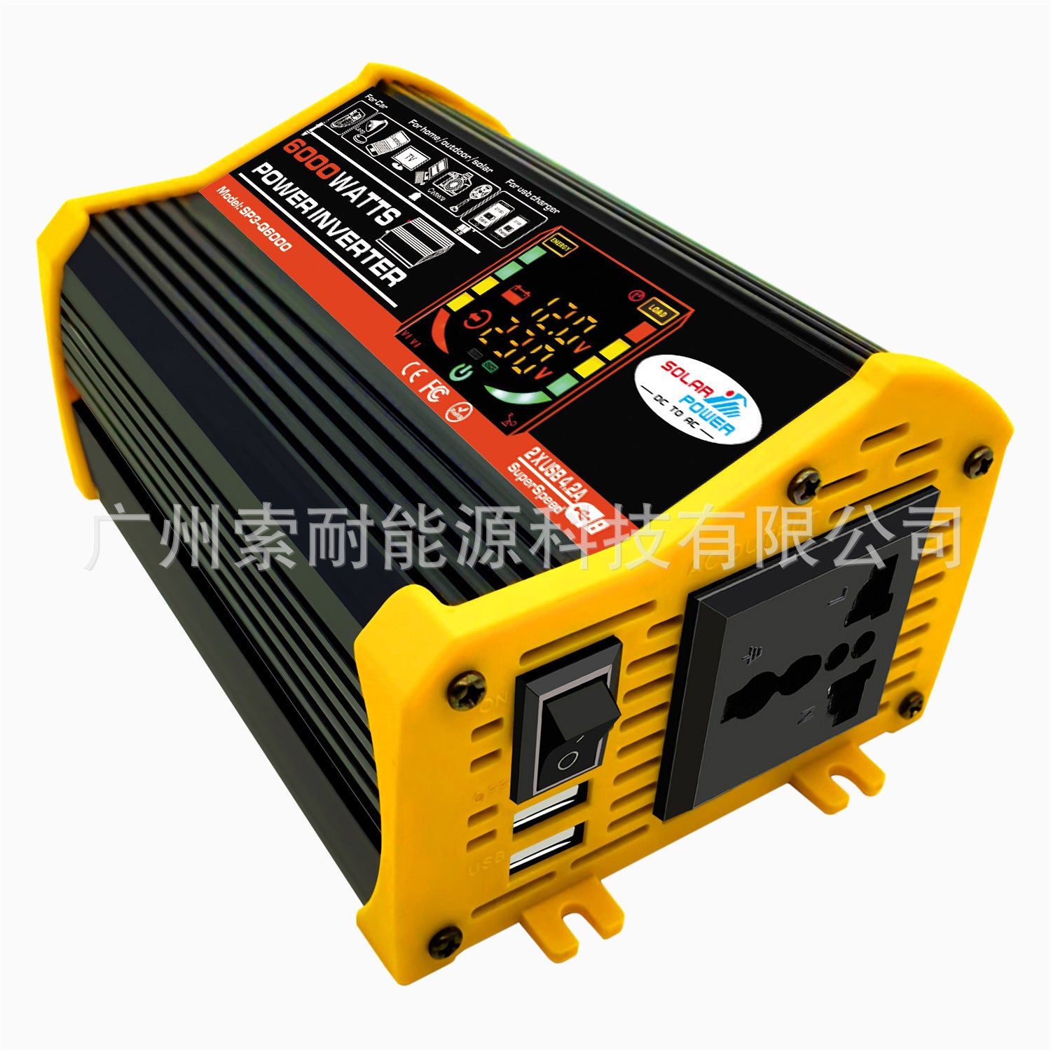 Car Converter Car Small Appliances500W Inverter12V Turn110V/220V Smart Color Screen Dual USB Mouth