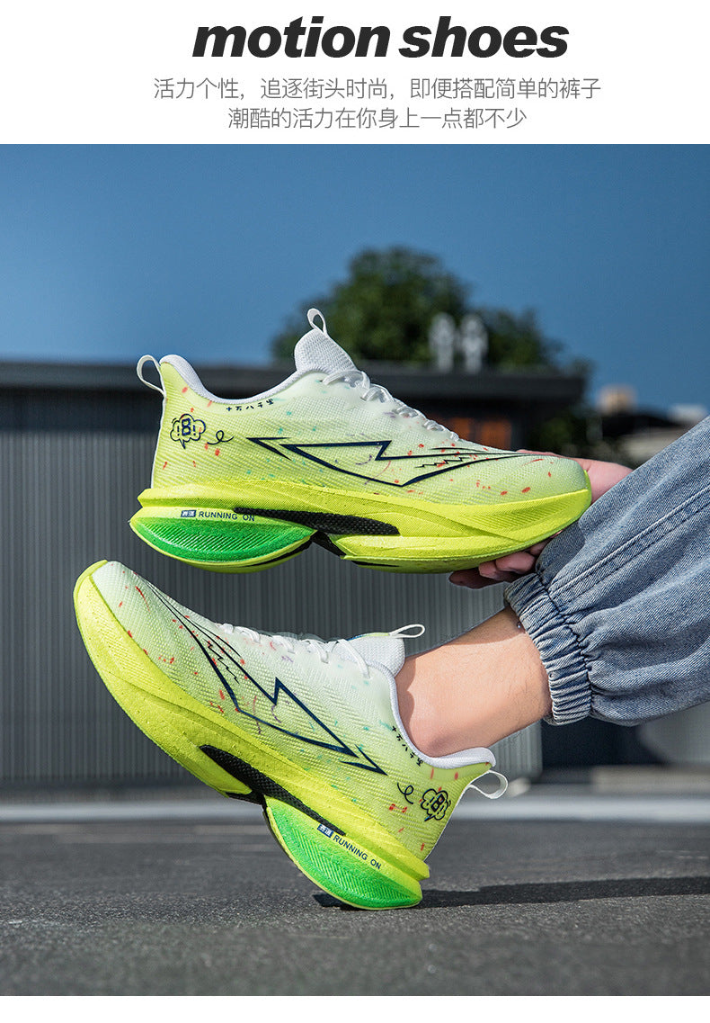 Spring and Summer Rebound Shock Absorption Carbon Plate Support Running Shoes Mesh Breathable Sports Shoes Lightweight Shock Absorption Anti-Slip Running Shoes