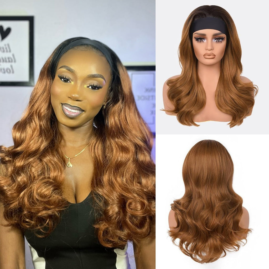 Afro Body wave Large Curly Hair Ribbon Hairband Curly Hair Glueless Synthetic Wig