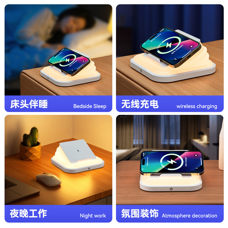Source manufacturer eye protection reading night light15W Mobile Phone Wireless Charging Table Lamp Folding Gift Atmosphere Lamp Wholesale