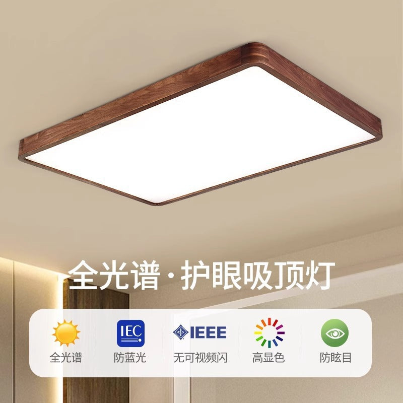 Ceiling Light Black Walnut Elegant Solid Wood Master Bedroom Light Chinese Style Ultra-thin Living Room Light Whole House New Chinese Style Package