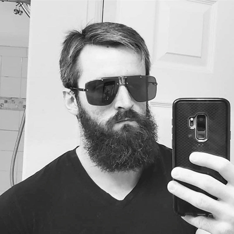 Frameless Sunglasses Men's High-end European and American Fashion New Trendy Glasses Women's Square Frame Sunshade Sunscreen Sunglasses