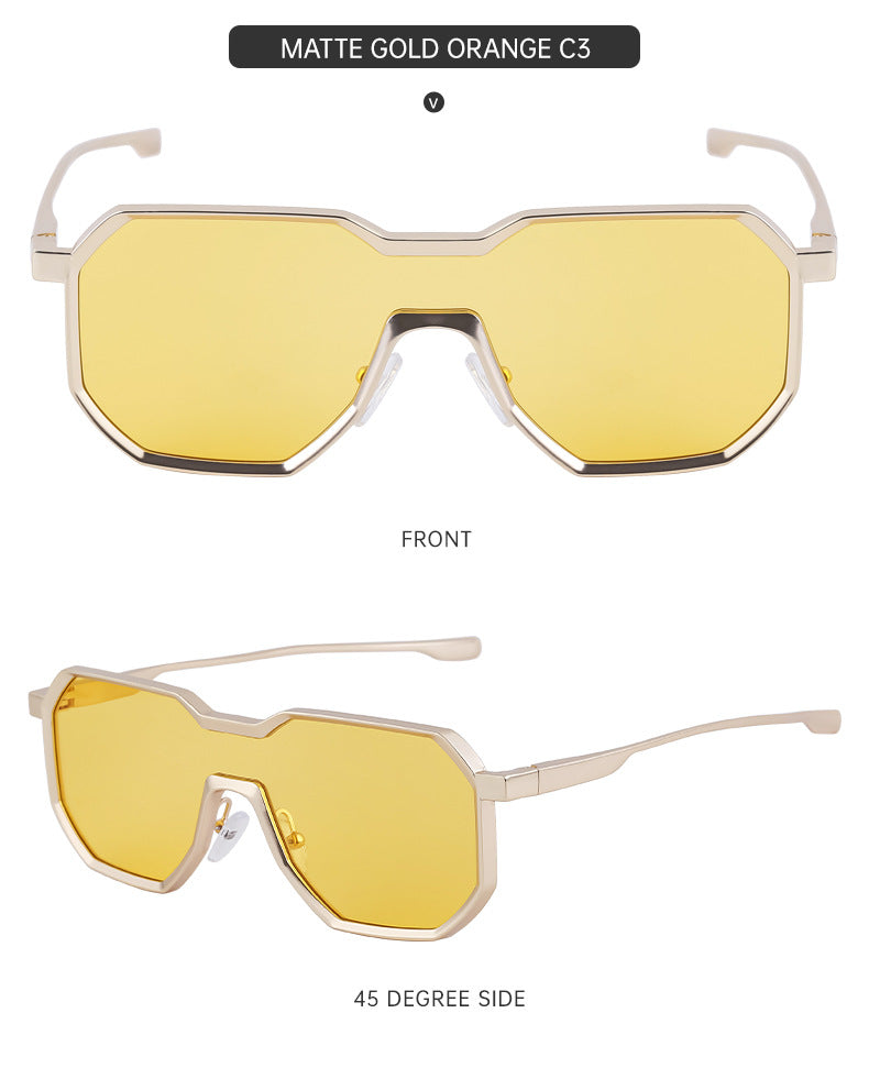 Irregular Steampunk Style Sunglasses European and American Metal Full Frame Integrated Sunglasses for Men Driving Glasses Wholesale