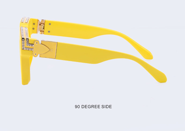 Diamond-Studded Large Square Frame Sunglasses for Women, European and American Style, 0k Influencer Same Style Sunglasses for Men, Trendy and High-End Feel shades