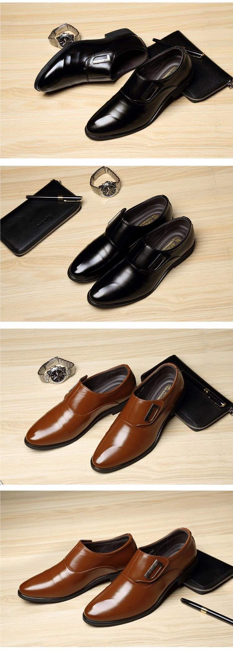 Men's Business Casual Leather Shoes Soft Sole Formal Youth Shoes Korean Style Slip-On Student Shoes