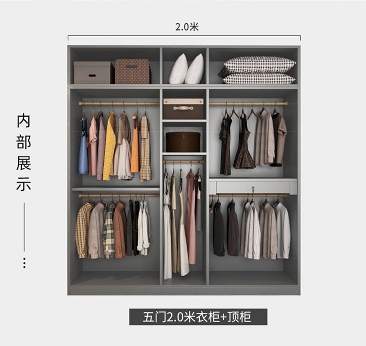 Light Luxury Glass Door Wardrobe Modern Home Bedroom Cloakroom Custom Processing Assembly Wardrobe Storage Large Wardrobe