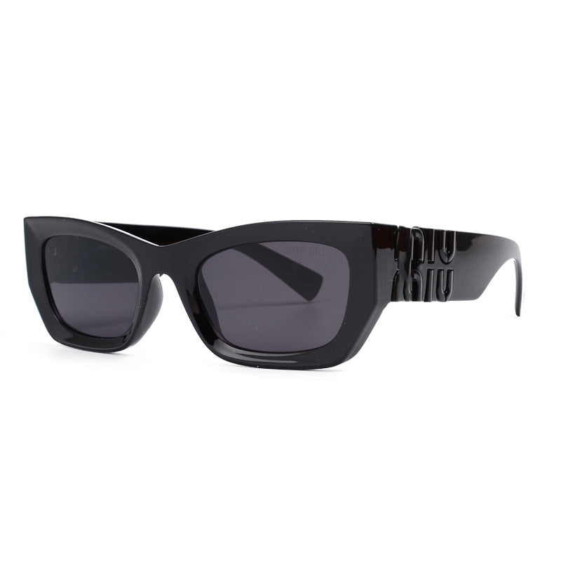 MU11Fashion Square Frame Letter Leg Sunglasses UV Protection Unisex Trendy Cat Eye Retro