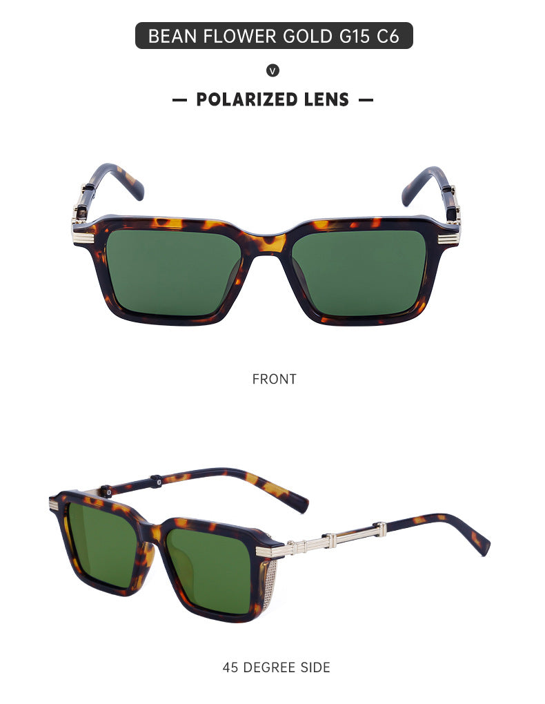 New European and American Fashion Polarized Sunglasses for Men Driving Anti-Glare Sunglasses Retro Punk Style Glasses shades