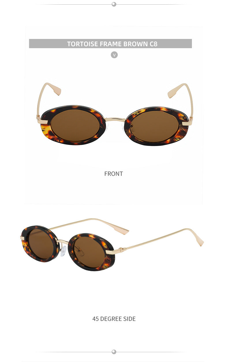 2025New European and American Fashion Oval Small Frame Sunglasses for Women, Trendy Personality Sun Protection Sunglasses Wholesale
