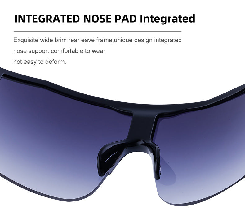Y2K Millennium Integrated Cycling Sports Sunglasses for Women, European and American Style, Large Frame, Windproof, Half Frame Sunglasses