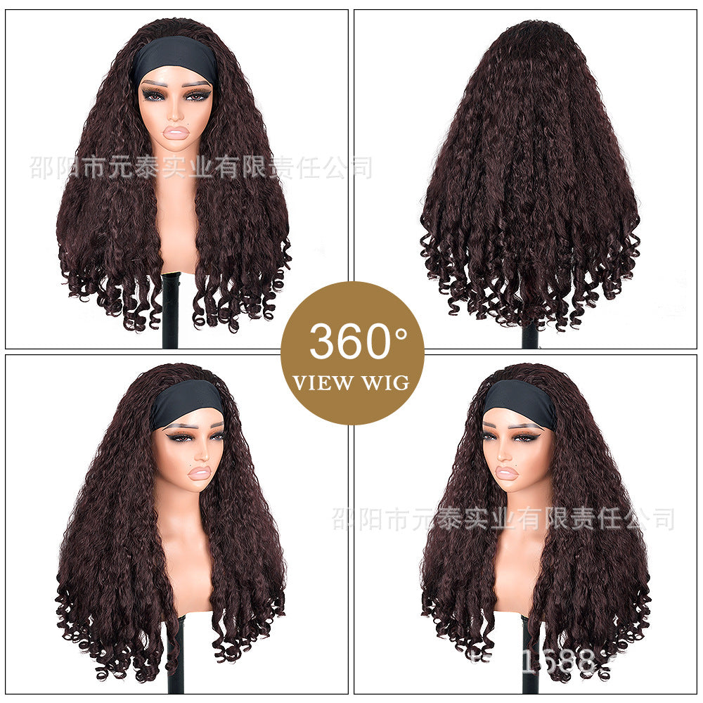 Cross-Border Hot-Selling Wig Factory European and American Fashion Synthetic Hair Mechanism Ice Ribbon VPART Long Curly Hair Curly Hair Top