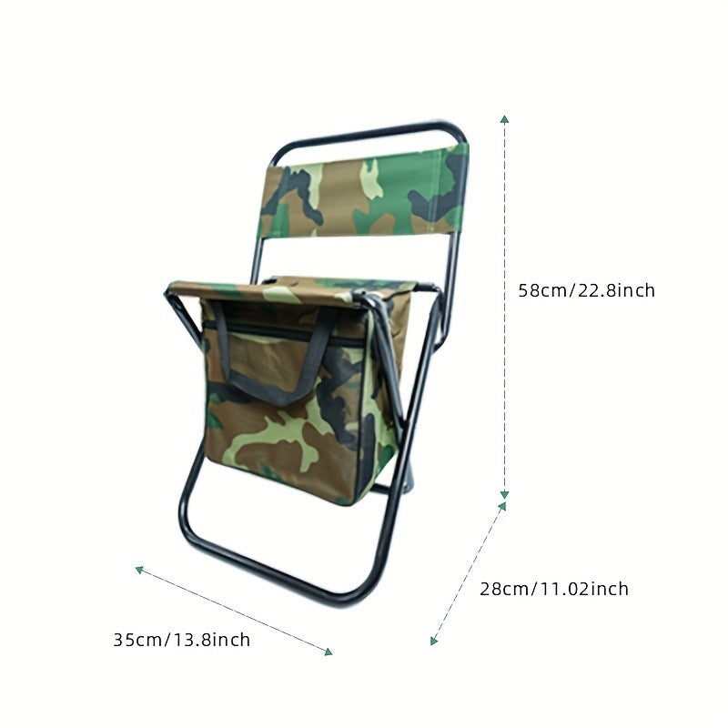 Source Factory Outdoor Camping Folding Chair Ice Pack Insulation Thickened Steel Tube Fishing Chair Portable Fishing Folding Chair