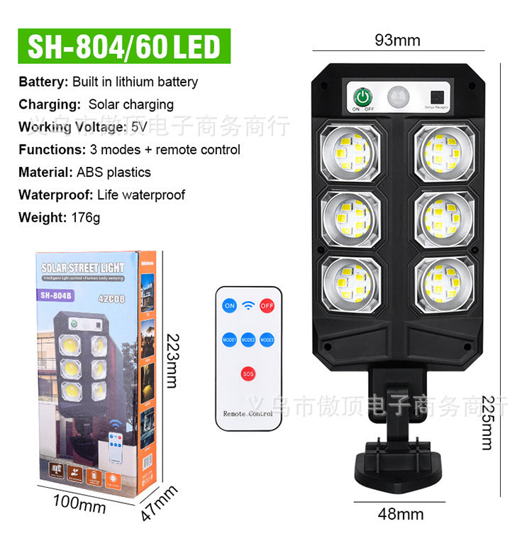 New Solar Wall Light Outdoor Human Body Sensing Street Light Waterproof Garden LED Garden Landscape Light Remote Control