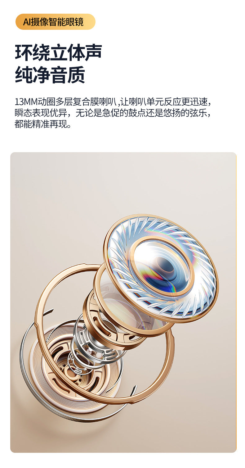 Hot Sale ai Smart Translation Bluetooth Glasses1200w Photo Voice Recognition Image Exchangeable Myopia Lenses Live Streaming