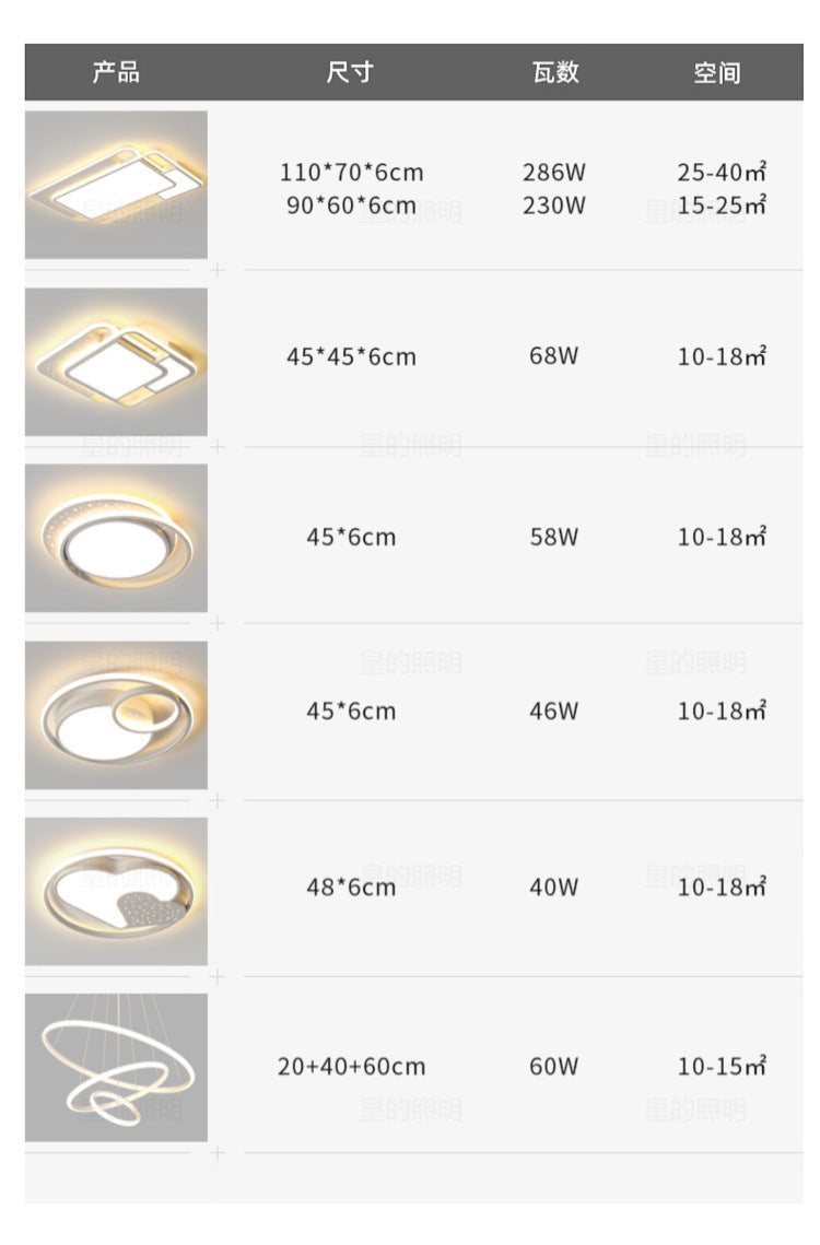 Zhongshan Lighting Ceiling Light LED Bedroom Dining Room Living Room Light Modern Simple Elegant Whole House Package Set Balcony