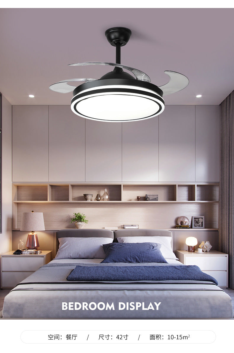 Invisible Fan Light for Home Bedroom Living Room Silent Variable Frequency Electric Fan Light Modern Simple Dining Room Ceiling Fan Light Wholesale