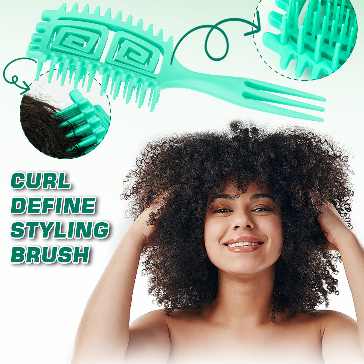 Bounce Curl Defining Styling Comb Smooth Hair Hollow Tail Three-Prong Scalp Cleaning Comb Sea King Curl Hair Styling Comb