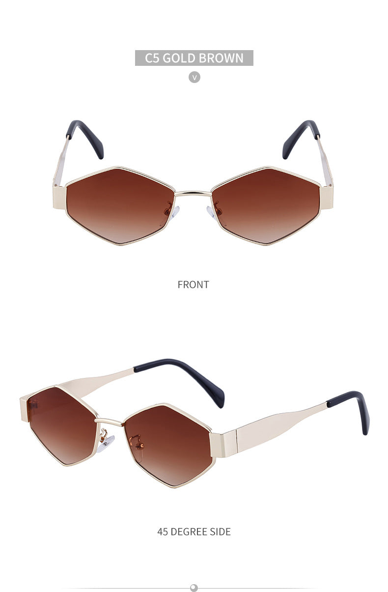 European and American Fashion Irregular Metal Sunglasses for Women Trendy Personality Wide Temple Sunglasses Wholesale sunglass