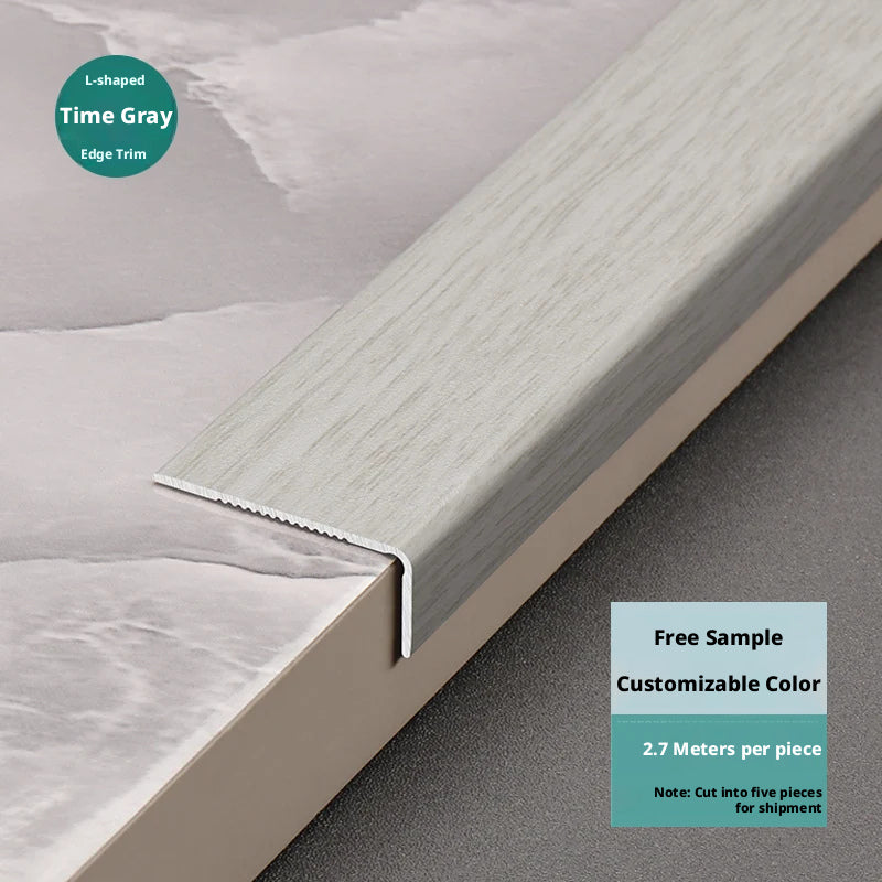 Aluminum alloy wood grain L Wooden flooring trim edge strip corner protector7Right-angle edge trim with buckle strips for threshold decoration