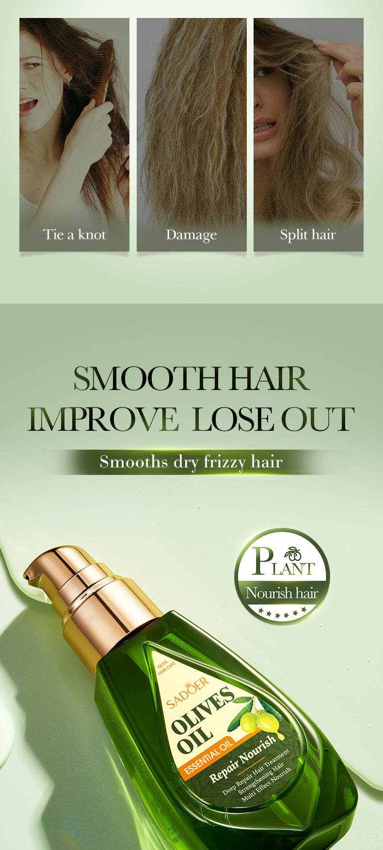 Full English Olive Hair Care Essential Oil70ml SADOER Qihuan Shiny Smooth Hair Conditioner  Wholesale