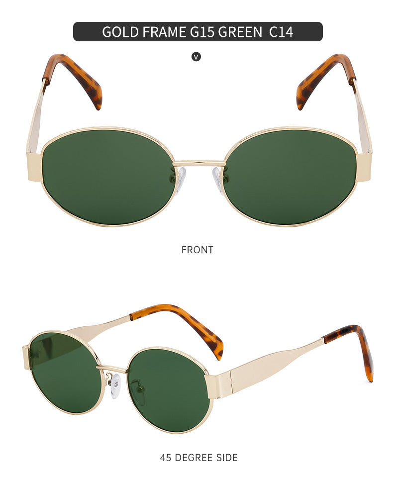 New European and American Fashion Oval Frame Sunglasses for Women High-end Sunglasses for Women Trendy Sunscreen Wholesale sunglass