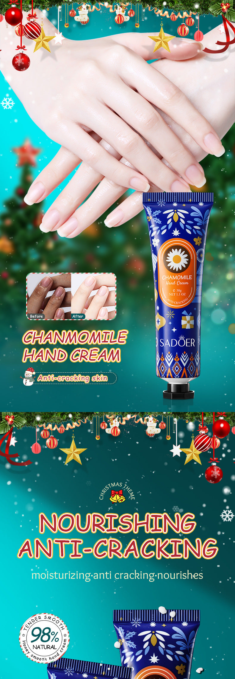 Honey Tender Hand Cream30g SADOER Skin Rejuvenation Hand Cream for Autumn and Winter Cross-Border Wholesale