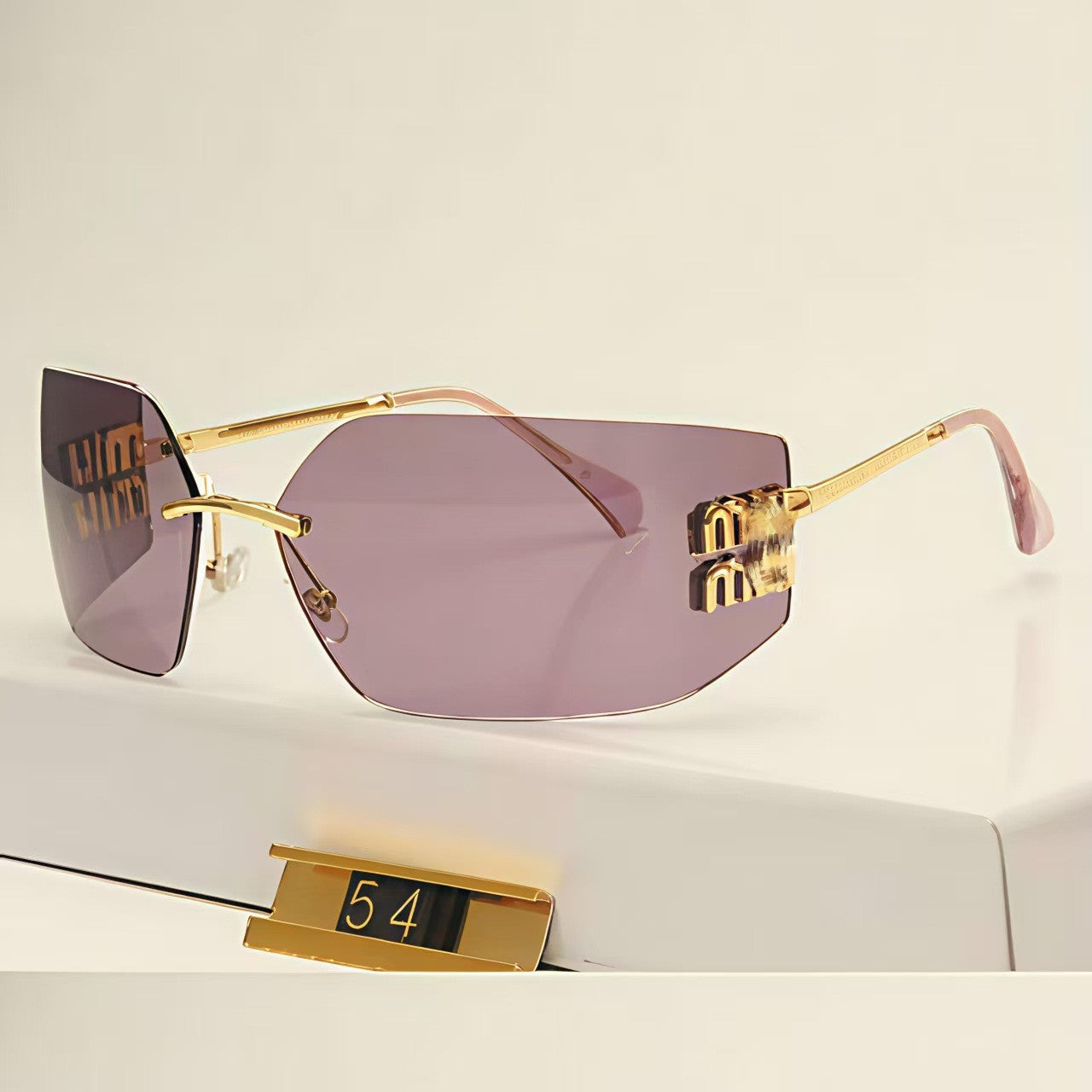 Luxury High-Quality Inner Partition Miaojia SMU54y Sunglasses for Women Same Style as Zhang Yuanying Rimless Sunglasses High-end Feel